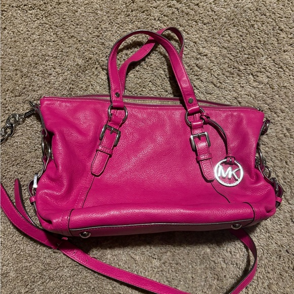 Michael Kors Handbags - Michael Kors Pink Leather Tote Bag satchel magenta purse